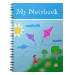 Cuaderno Chica con dibujos de sol de flores de cometas