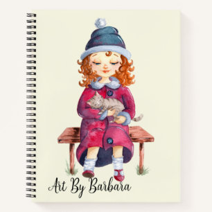 Cuaderno Chica con esbozo de gato