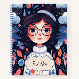 Cuaderno Chica con gafas Bloc de notas en espiral