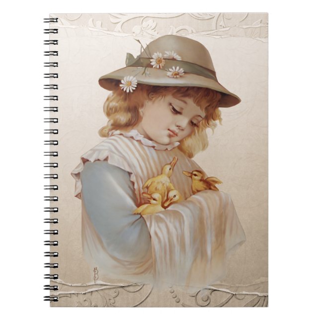Cuaderno Chica con pollos para bebés (Frente)