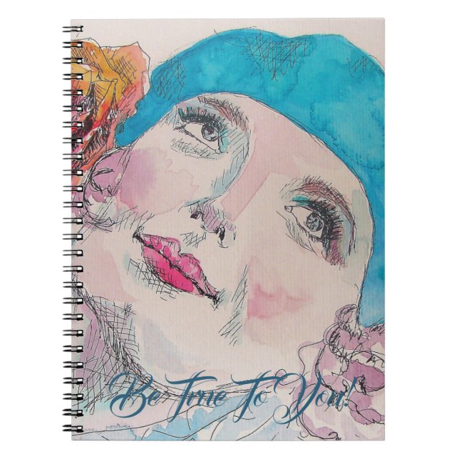 Cuaderno Chica Con Rojo Rosa Beret Ser Chicas Verdaderos (Frente)