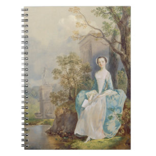 Cuaderno Chica con un libro asentado en un parque, c.1750