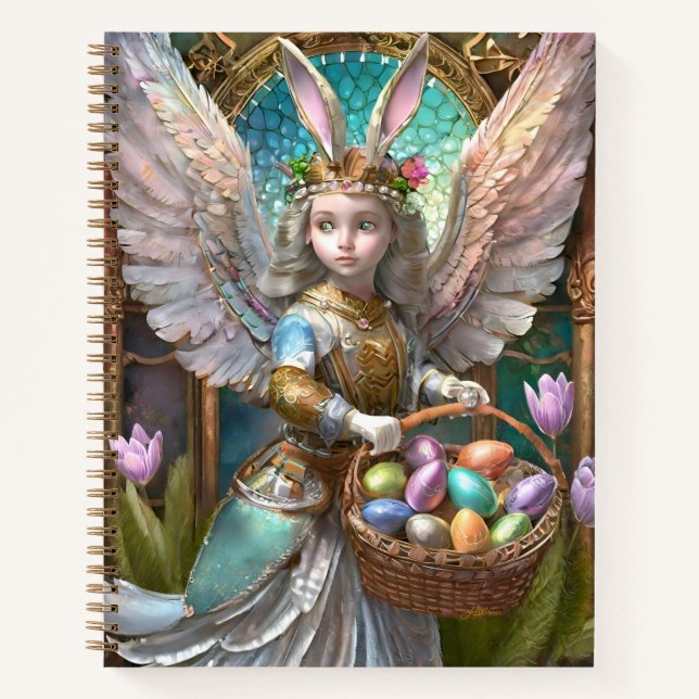 Cuaderno Chica Con Vestido De Ángel Conejito De Pascua (Anverso)