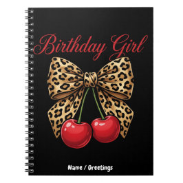 Cuaderno Chica Cumpleaños Coquette Retro Lazo Leopardo Cere
