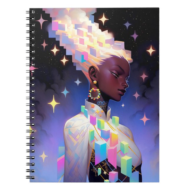 Cuaderno Chica de animación geométrica moderna (Frente)