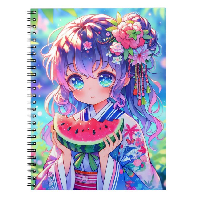 Cuaderno Chica de anime come sandía en verano (Frente)