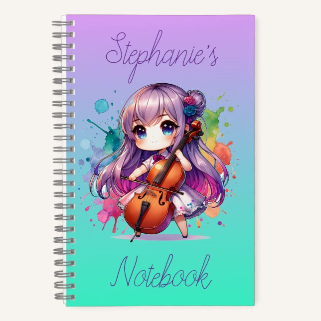 Cuaderno Chica de anime cúpula jugando Cello Player persona (Anverso)