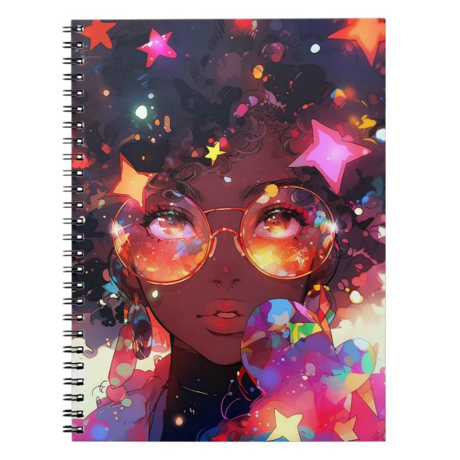 Cuaderno Chica de anime cutto arte afroamericano (Frente)