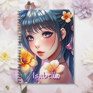 Cuaderno Chica de anime de bonito con Daffodils Personaliza