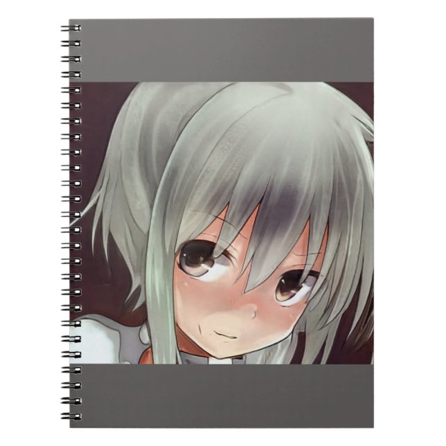 Cuaderno Chica de anime de cabello plateado en voces de gat (Frente)