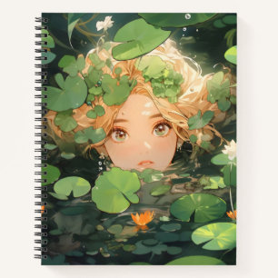 Cuaderno Chica de anime lindo en estanque