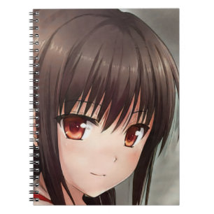 Cuaderno Chica de anime sonriente lindo brunette ojos ámba