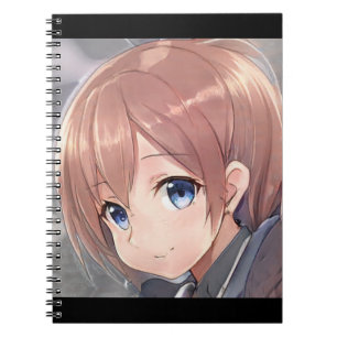 Cuaderno Chica de anime sonriente manga de pelo marrón ojos