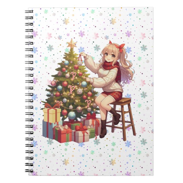 Cuaderno Chica de anime suave recortando el árbol (Frente)
