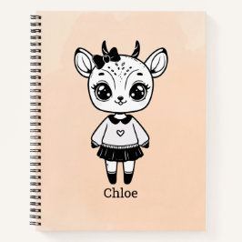 Cuaderno Chica de Antelope Adorable - Diseño de Doodle Cuto