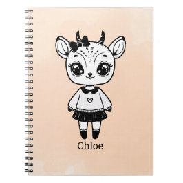 Cuaderno Chica de Antelope Adorable - Diseño de Doodle Cuto