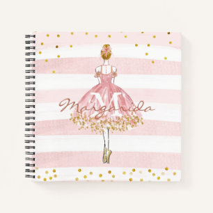 Cuaderno Chica de ballet Purpurina de oro rosado Hijos acua
