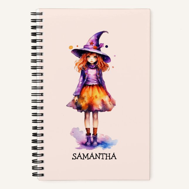 Cuaderno Chica de Brujas Pastel Cute - Estética de Hallowee (Anverso)