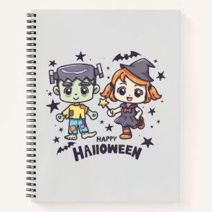 Cuaderno Chica de brujas y niño zombi travieso