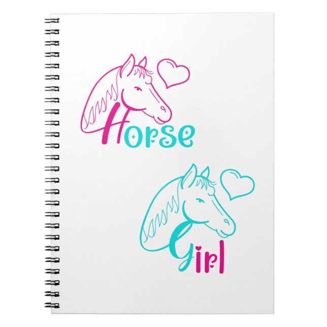 Cuaderno Chica de caballos en rosa y turquesa (Frente)