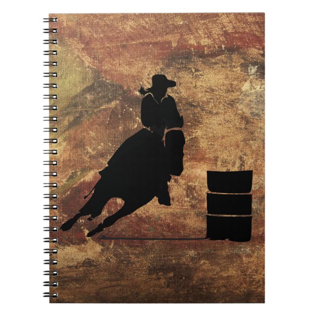 Cuaderno Chica de Carreras de barril Silhouette sobre una t (Frente)