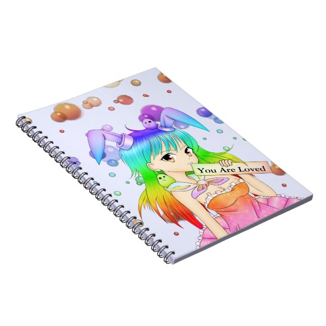 Cuaderno Chica de conejito del animado del arco iris (Lado Derecho)