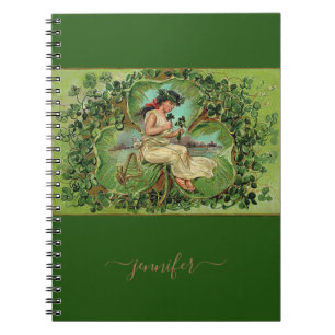 Cuaderno Chica de cosecha con Shamrock personalizado feliz