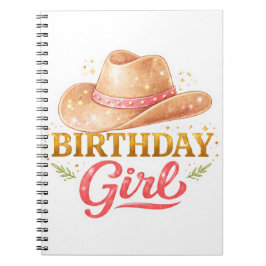 Cuaderno Chica De Cumpleaños Con Sombrero De Vaquera