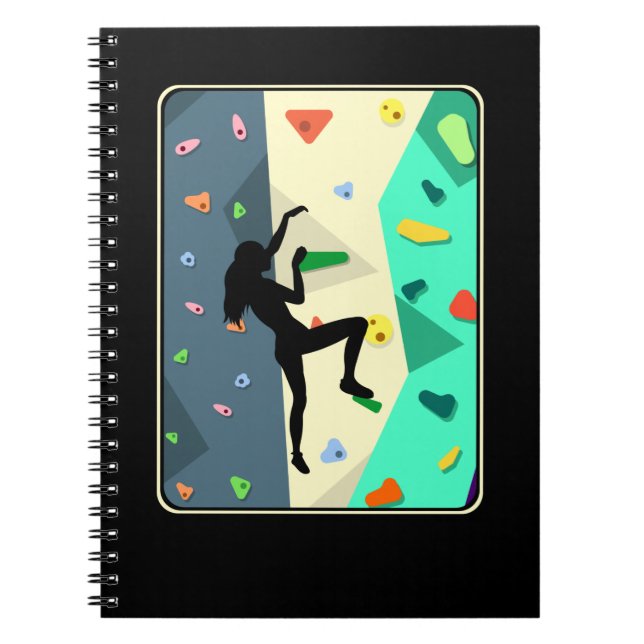 Cuaderno Chica de escalada en pared mujer con rocas en el i (Frente)