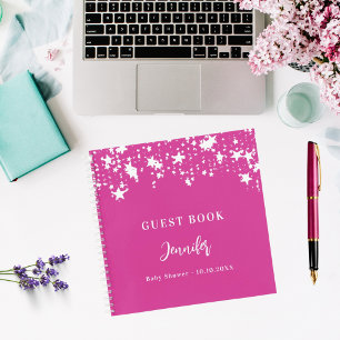 Cuaderno Chica de estrellas blancas rosadas en la ducha de 