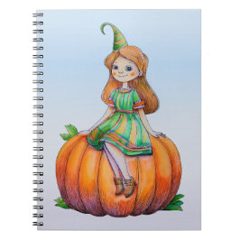 Cuaderno Chica de fantasía en un bloc de notas de calabaza