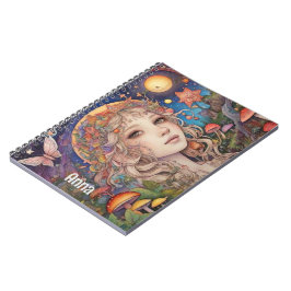 Cuaderno Chica de fantasía mística - Personalizado mágico