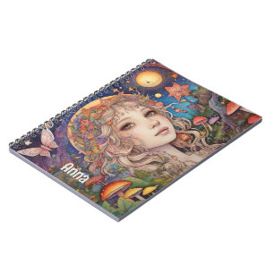 Cuaderno Chica de fantasía mística - Personalizado mágico