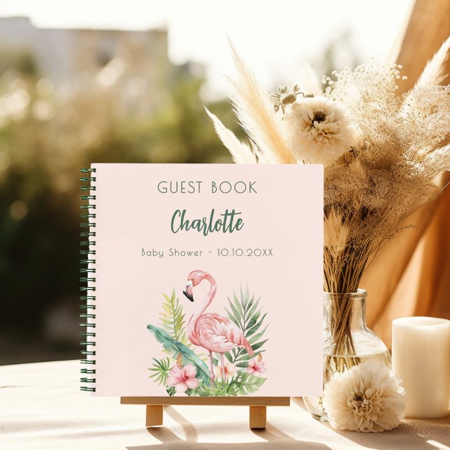 Cuaderno Chica de flamingo rosa para la ducha de bebé (Subido por el creador)