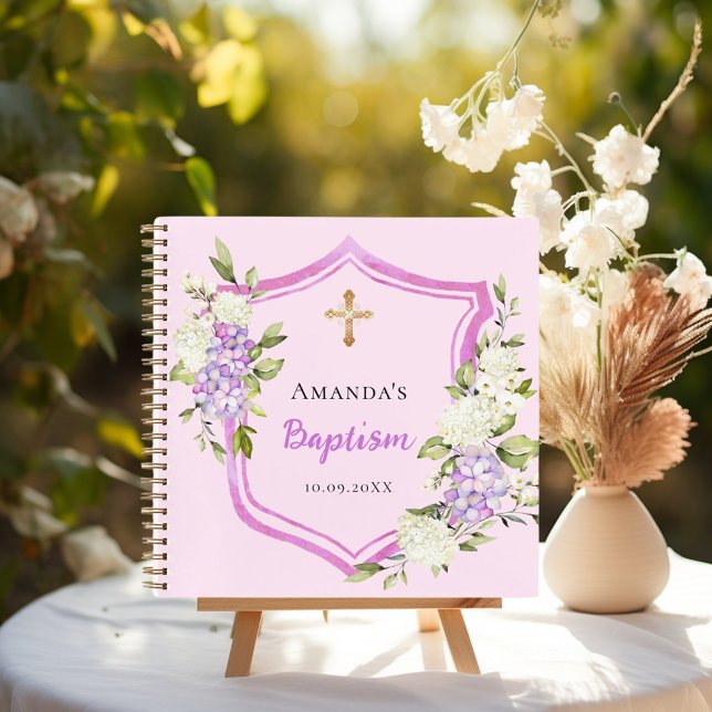 Cuaderno Chica de flores rosadas escudo de bautismo de libr (Subido por el creador)