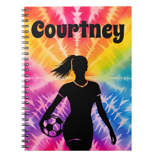 Cuaderno Chica de fútbol: Burla de arcoiris personalizada d (Frente)