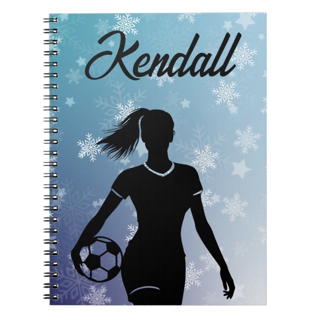 Cuaderno Chica de fútbol invierno personalizado Ombre copo  (Frente)