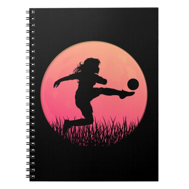 Cuaderno chica de fútbol silueta hermoso sol (Frente)