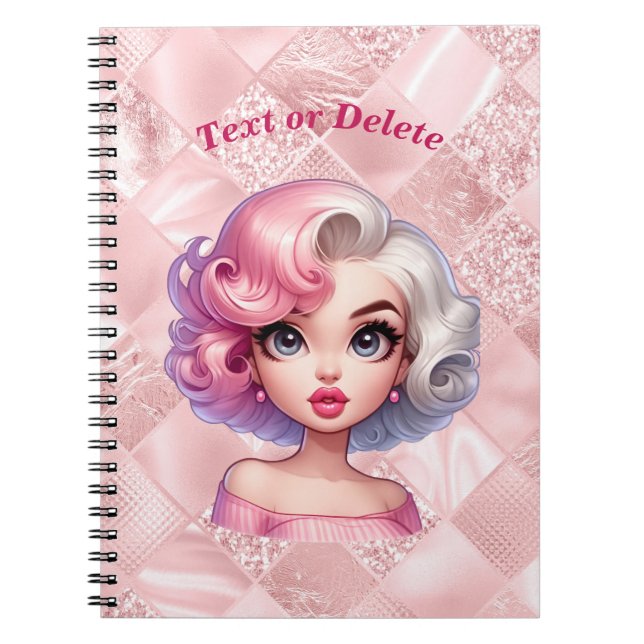 Cuaderno Chica de glamour retro belleza Personalizado aguda (Frente)