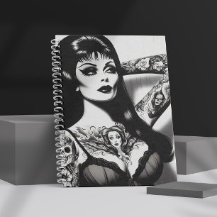 Cuaderno Chica de Gótico de tatuaje de vintage