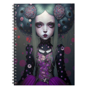 Cuaderno Chica de Gótico lindo arte morado negro fantasía