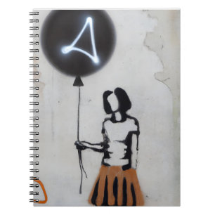 Cuaderno Chica de graffiti moderno con arte en globo neón