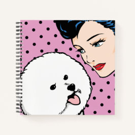Cuaderno Chica de historietas con portátil Bichon Frise