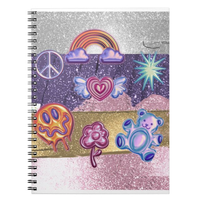 Cuaderno chica de iconos de purpurina (Frente)