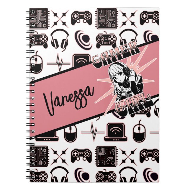 Cuaderno Chica de jugador personalizado | Juegos (Frente)