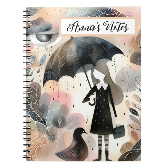 Cuaderno Chica de la naturaleza del bloc de notas de nombre (Frente)