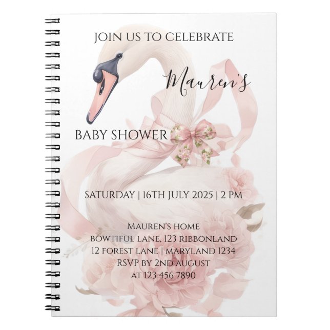 Cuaderno Chica de lazo rosa Baby Shower (Frente)