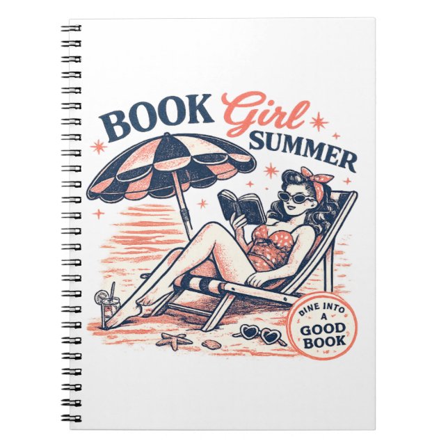 Cuaderno Chica de Libro de Verano Retro Playa (Frente)