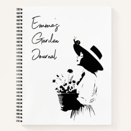 Cuaderno Chica de línea de arte con texto Personalizado de 