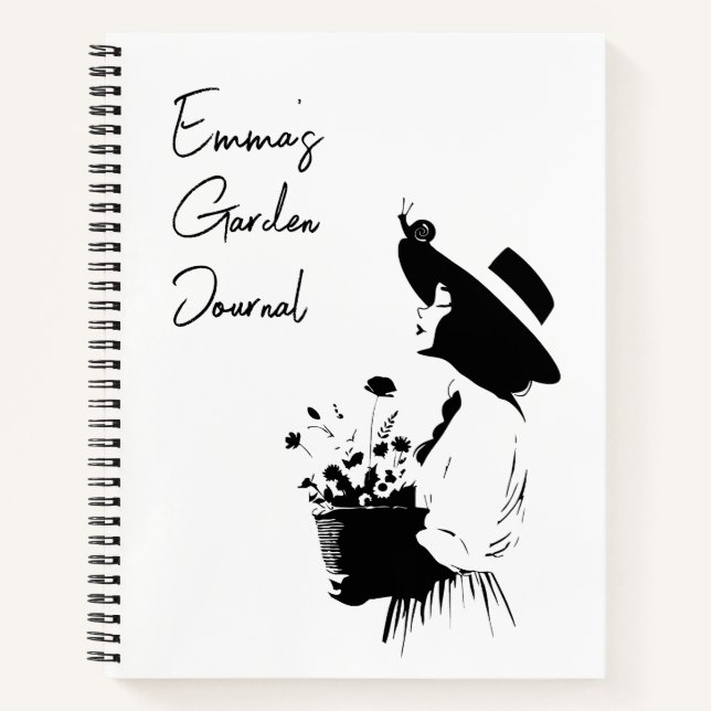 Cuaderno Chica de línea de arte con texto Personalizado de  (Anverso)